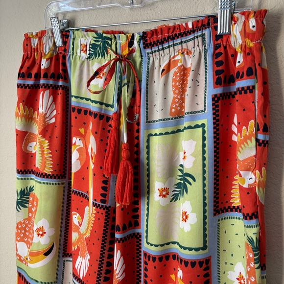 Live 4 Truth XL Novelty Tropical Bird Print Pull On Wide Leg Pants - Picture 5 of 11